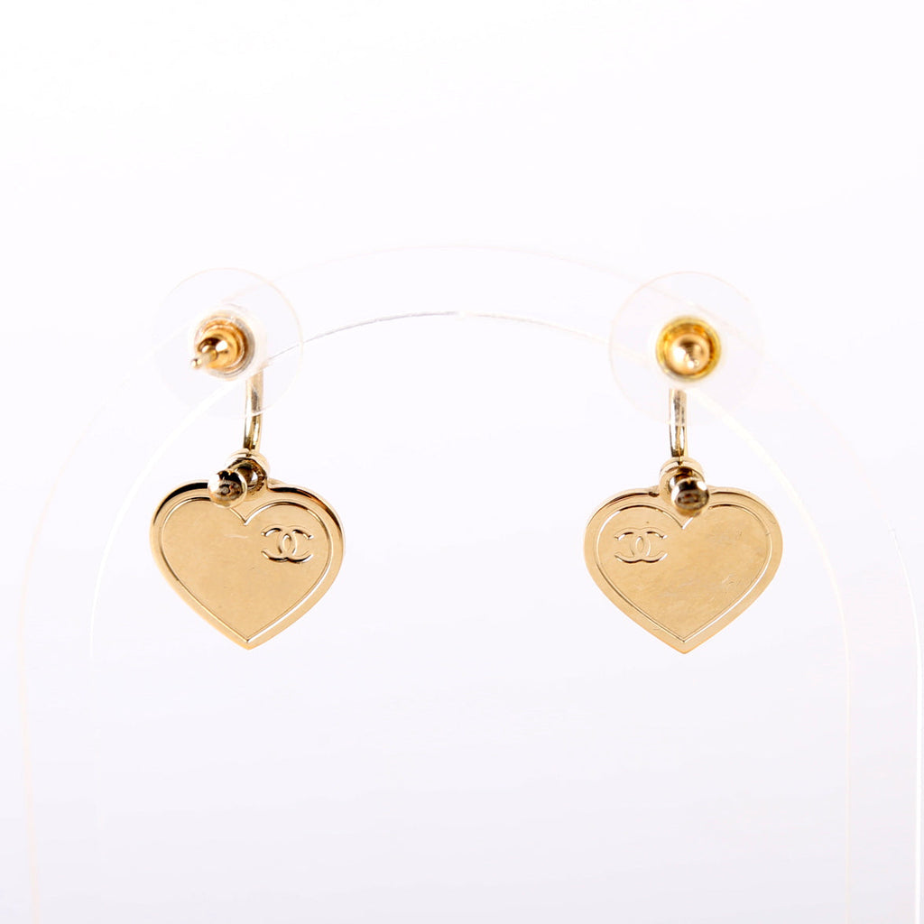CC Drop Heart Huggie Earrings