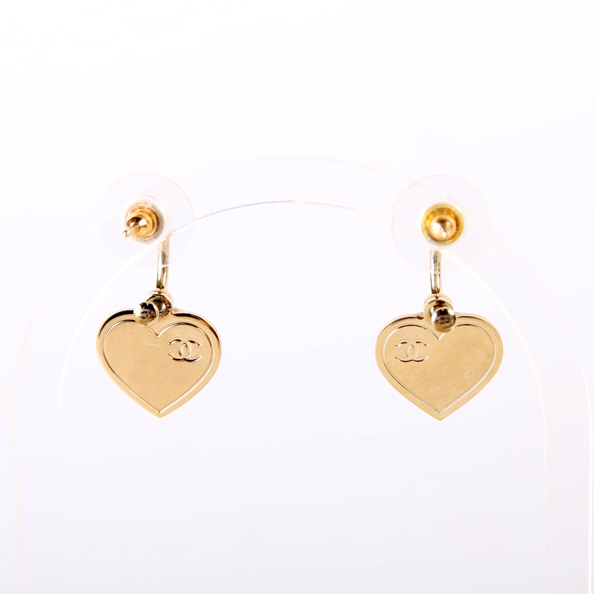 CC Drop Heart Huggie Earrings