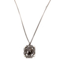 CC Enamel/Crystal Pendant Ruthenium Necklace