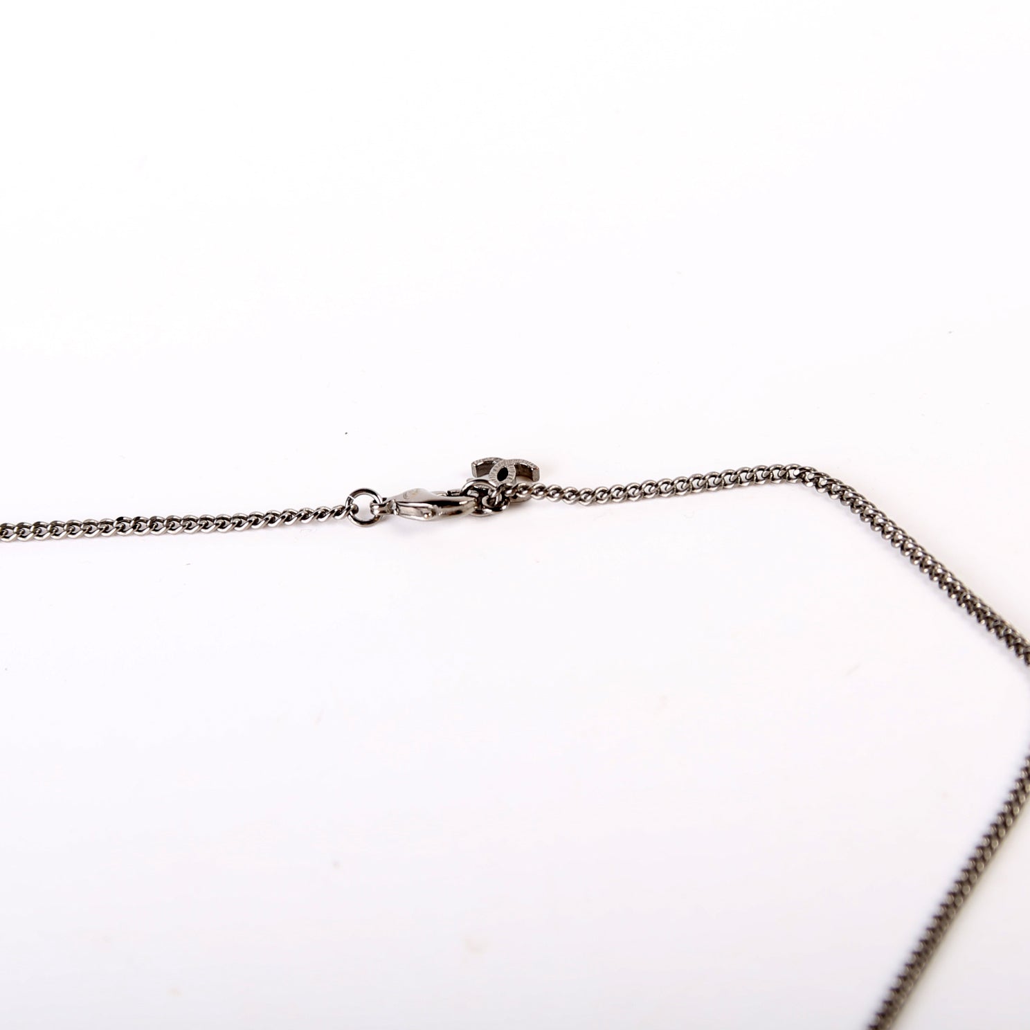 CC Enamel/Crystal Pendant Ruthenium Necklace