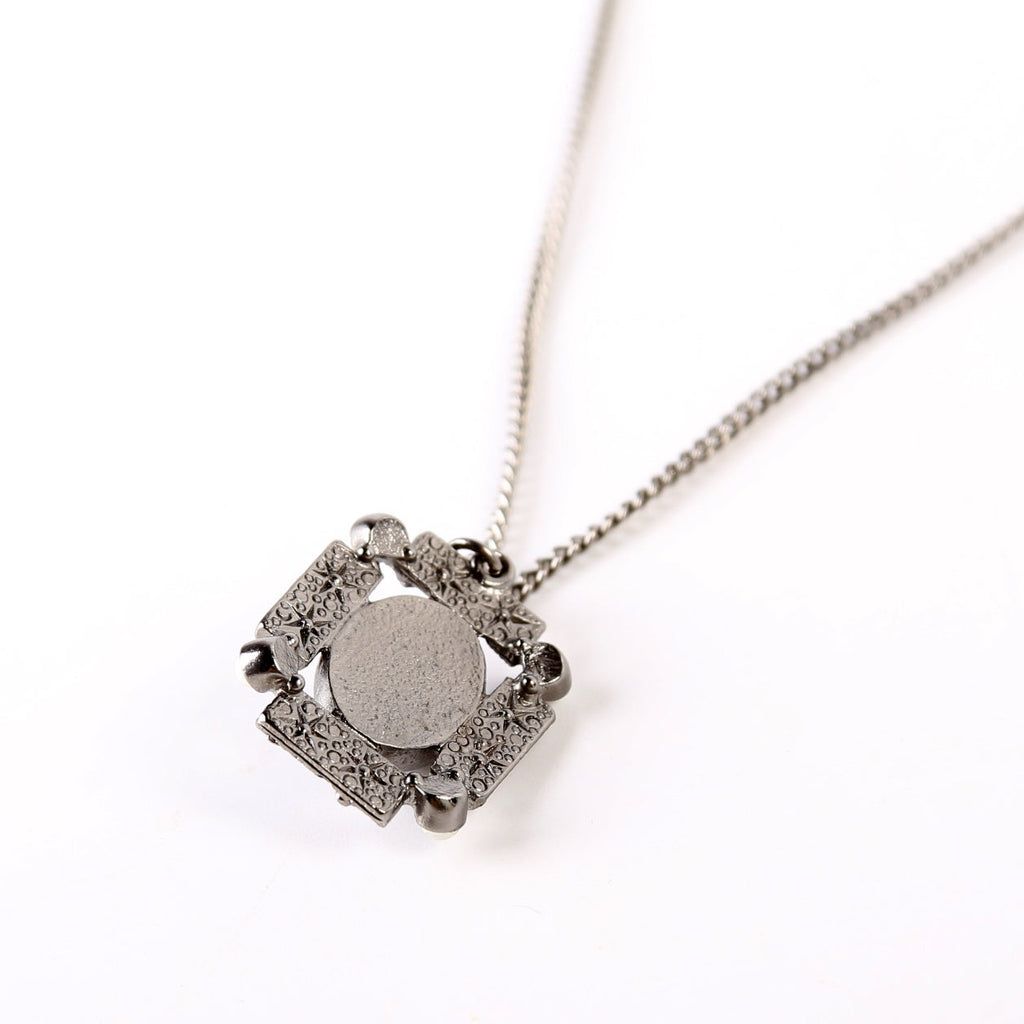 CC Enamel/Crystal Pendant Ruthenium Necklace