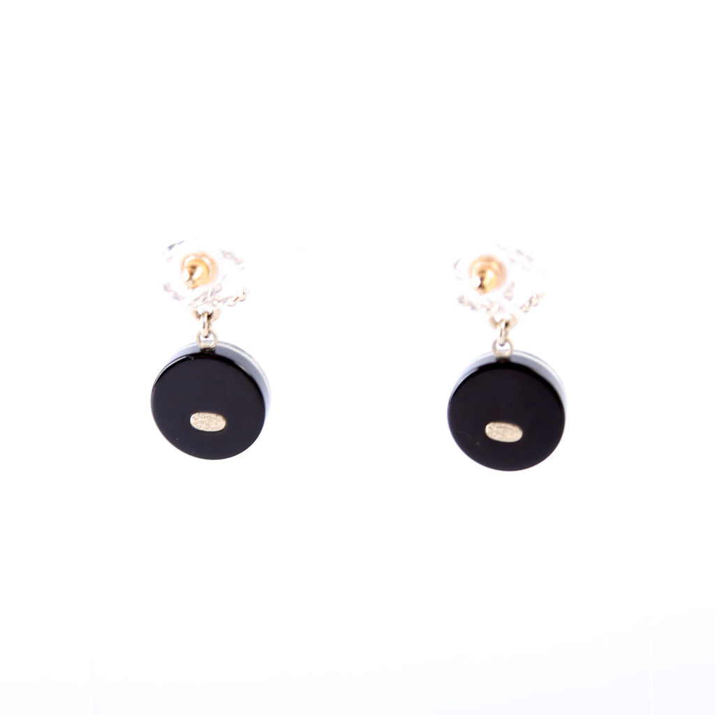 CC Round Camellia Flower Resin Drop Earrings