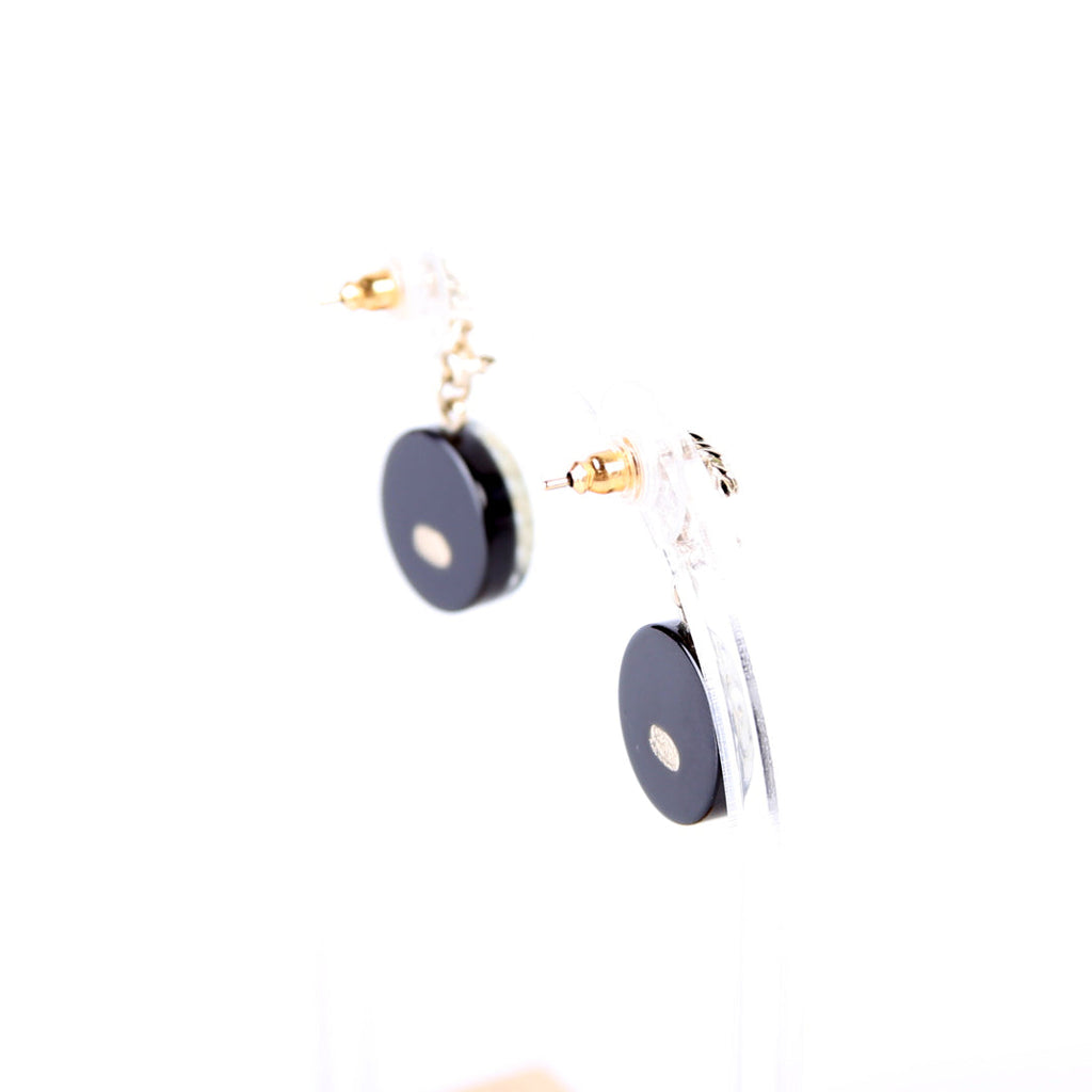CC Round Camellia Flower Resin Drop Earrings