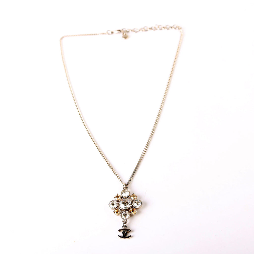 Rhinestone Cluster Drop CC Necklace
