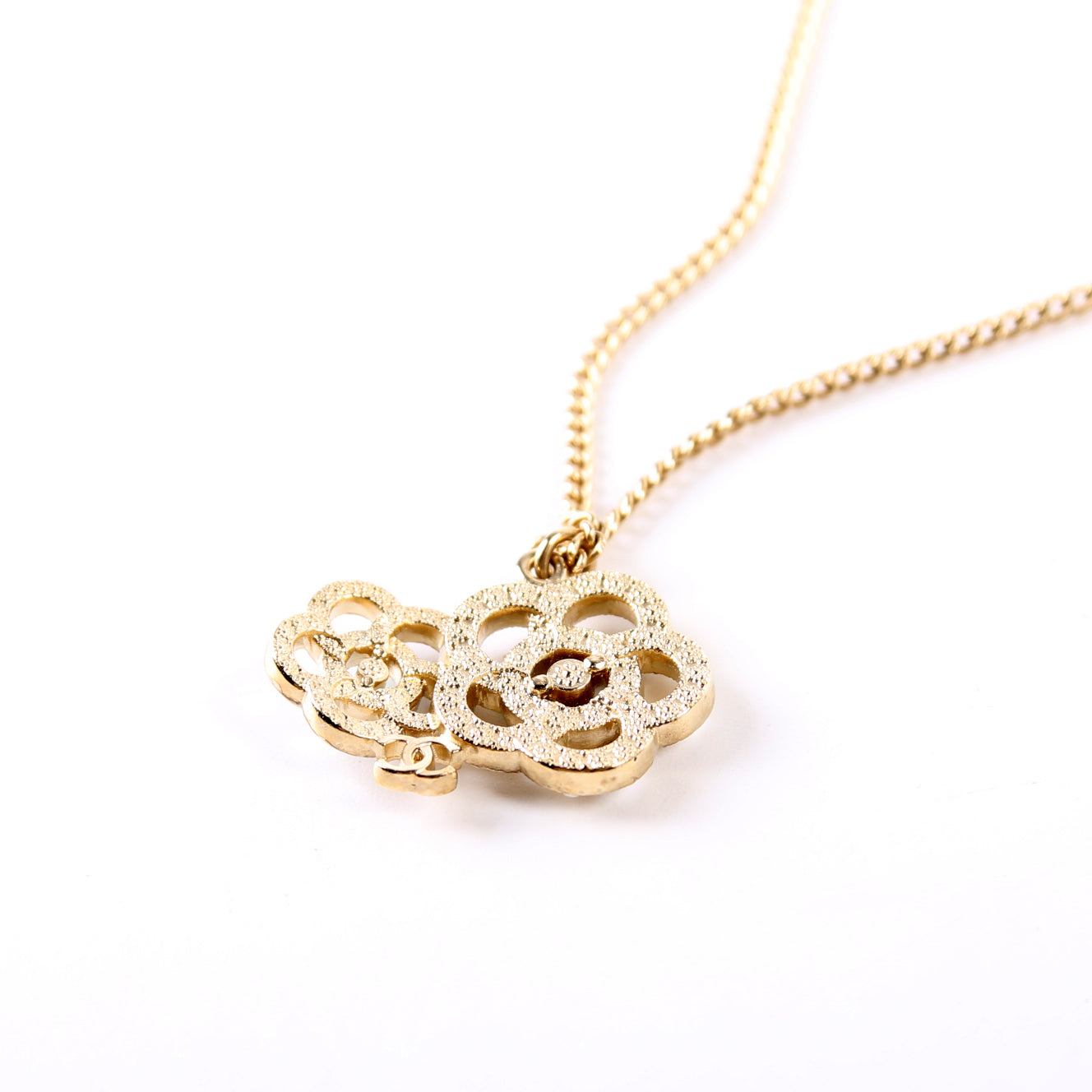 Faux Pearl CC Camellia Pendant Necklace