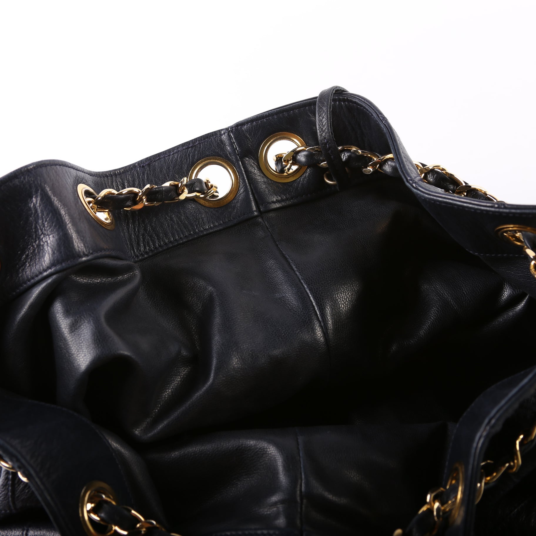 Bucket Chain Shoulder Bag Quilted Lambskin Vintage