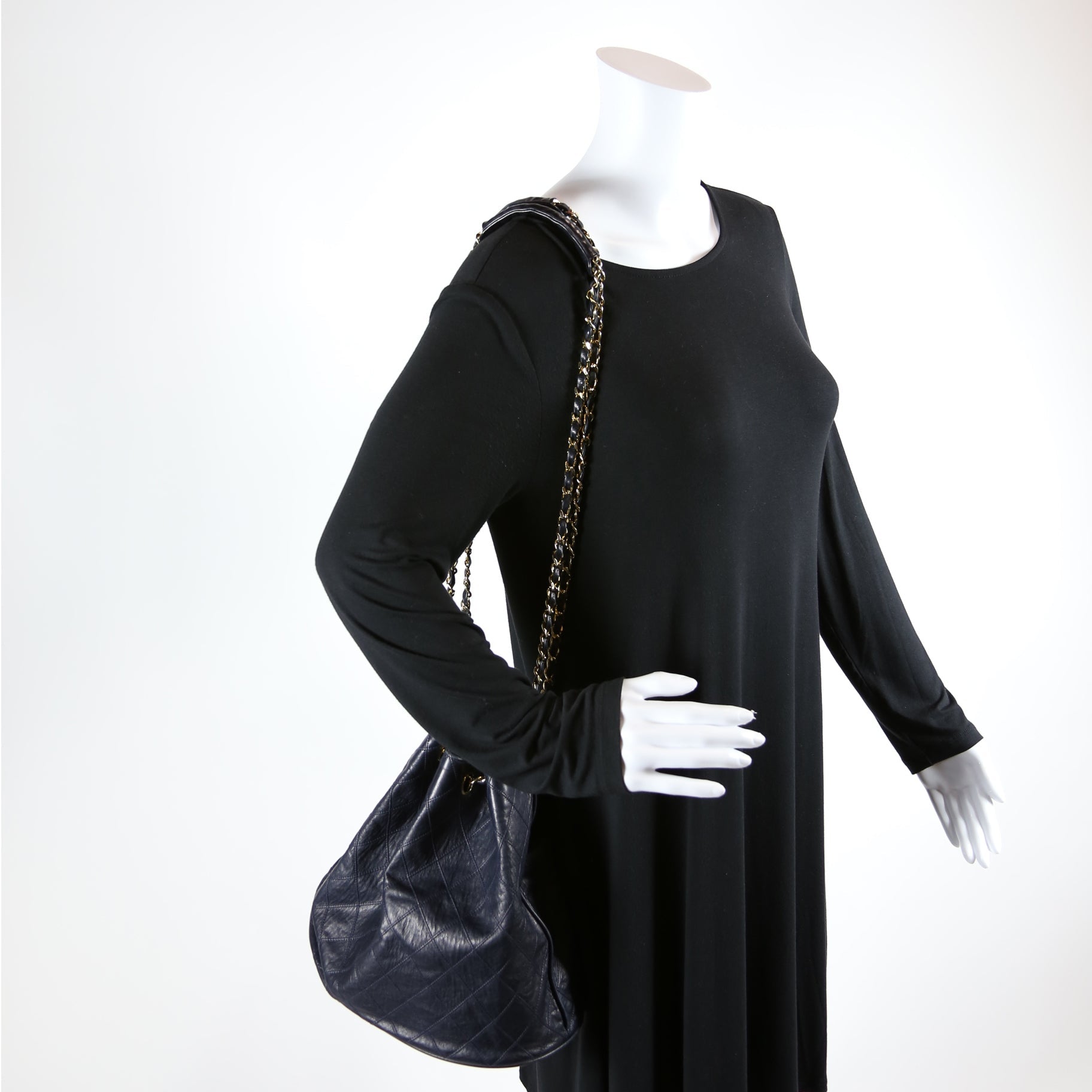 Bucket Chain Shoulder Bag Quilted Lambskin Vintage