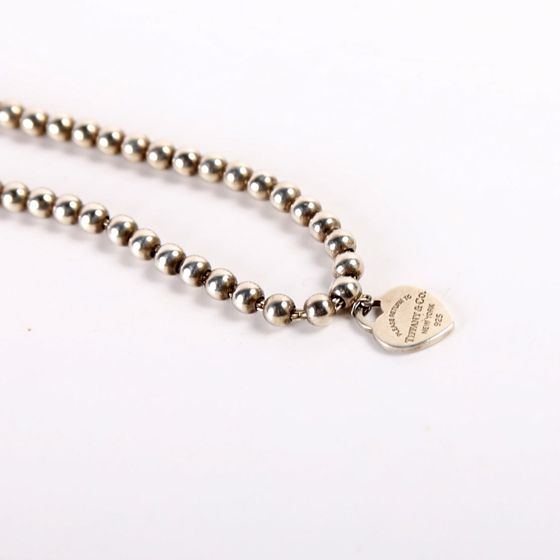 Please Return To Mini Enamel Heart Bead Chain Bracelet 925 Teal