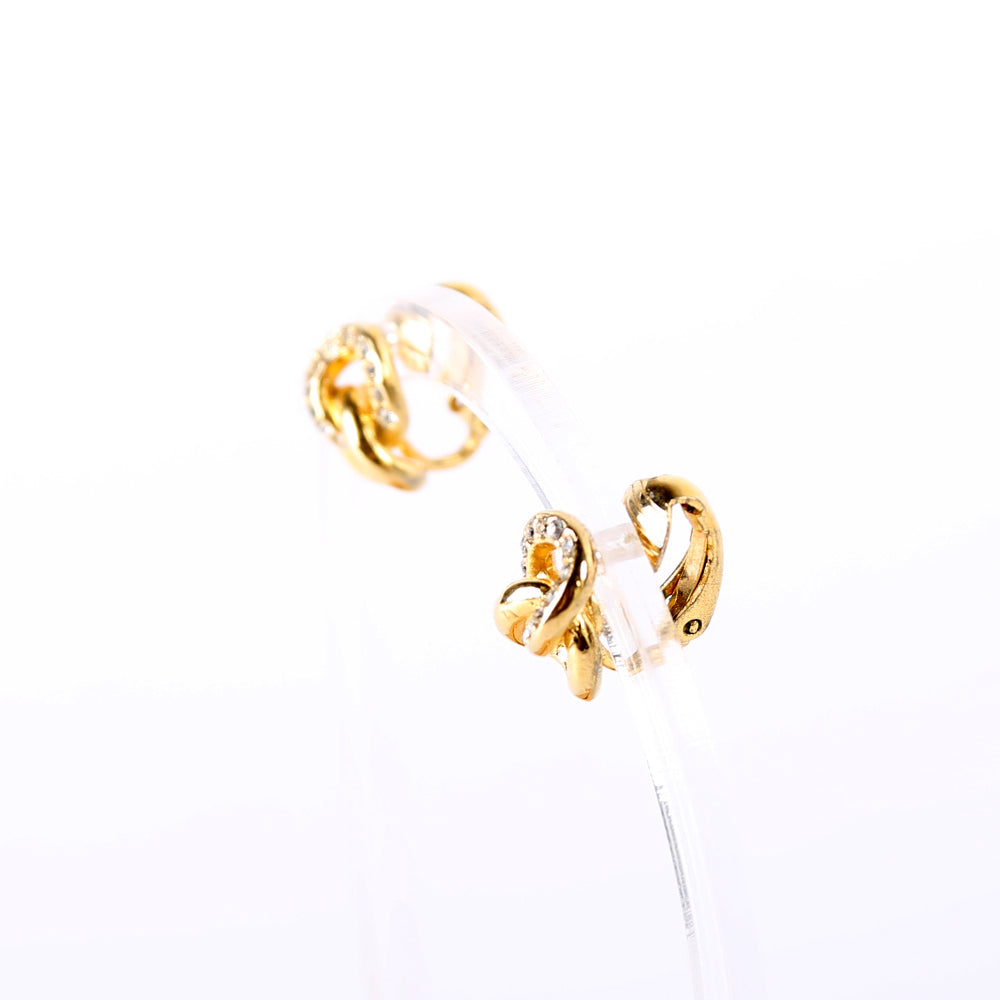 Rhinestone Chain Link Clip On Vintage Earrings Gold