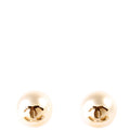 Faux Pearl CC Large Stud Earrings