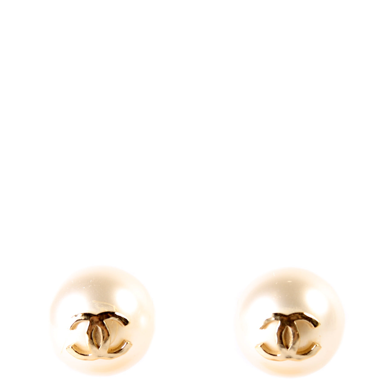 Faux Pearl CC Large Stud Earrings