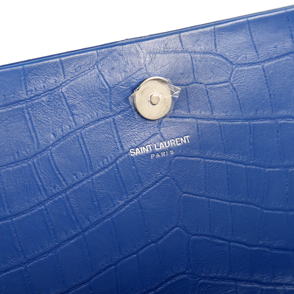 SAINT LAURENT Kate Tassel Satchel Medium Croc Embossed 354119 Blue