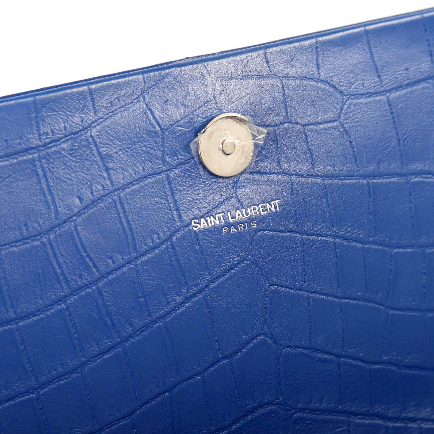 SAINT LAURENT Kate Tassel Satchel Medium Croc Embossed 354119 Blue