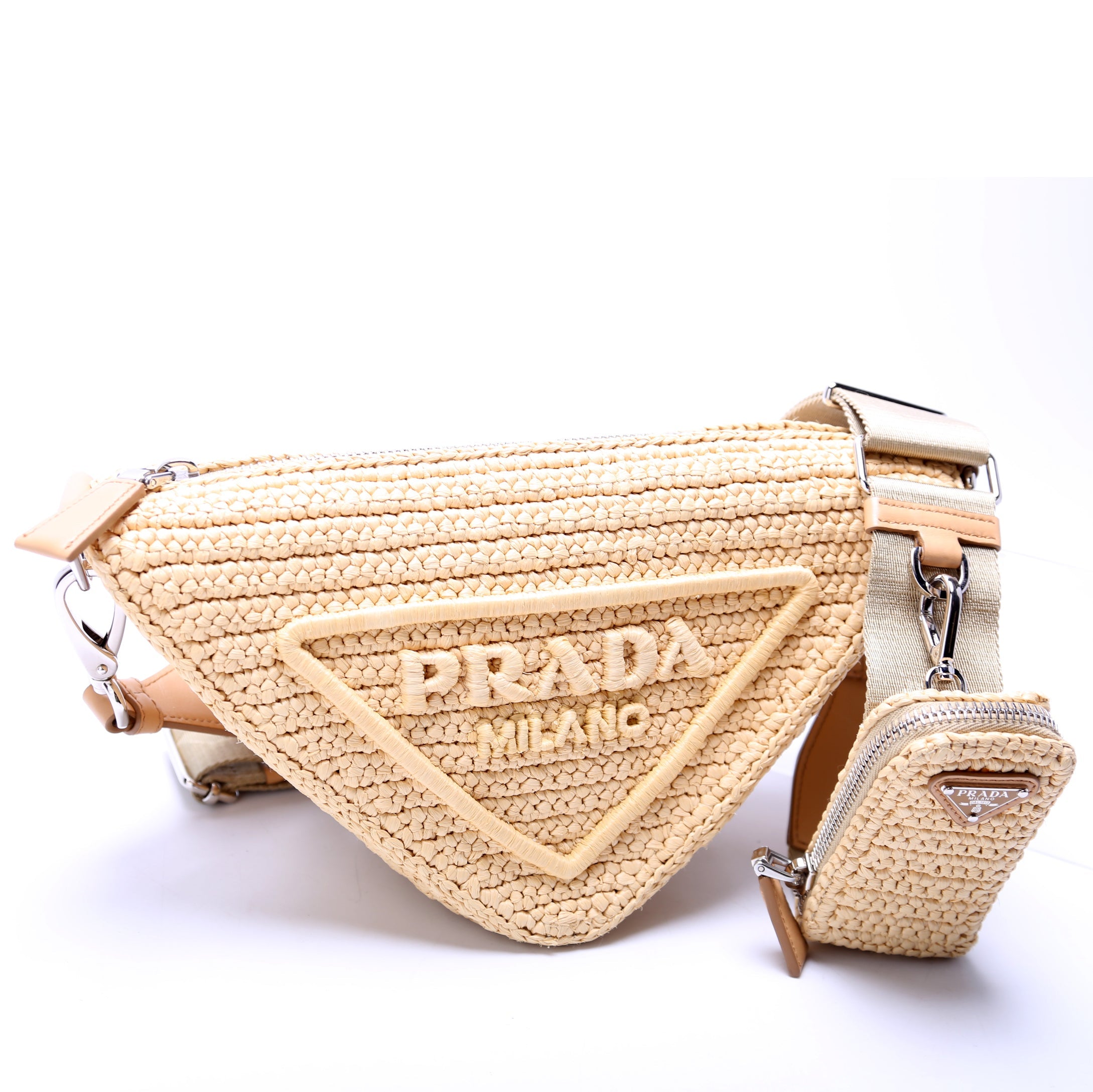 Triangle Logo Raffia Tan