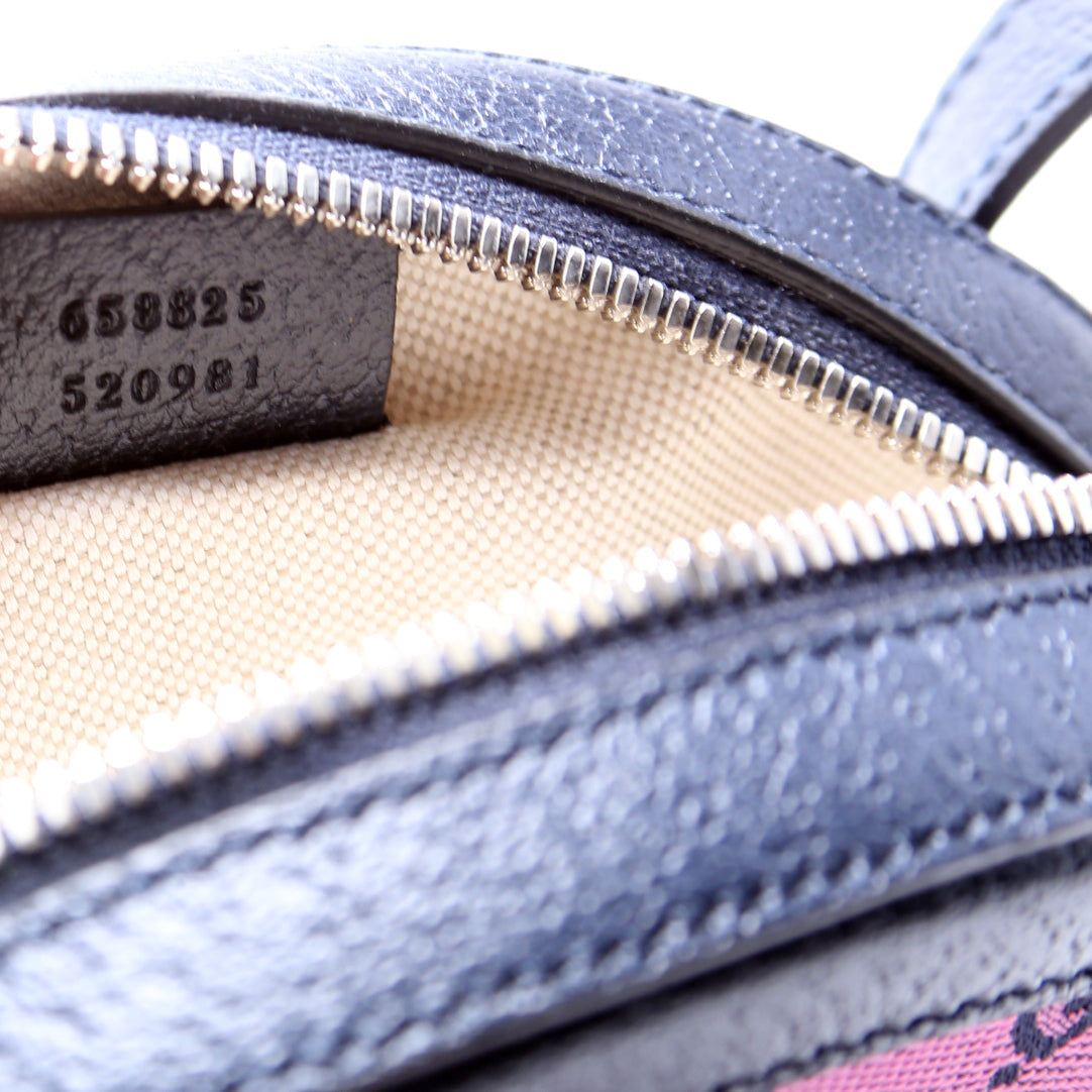 658825 GG Multicolor Canvas Interlocking G Round Bag Pink
