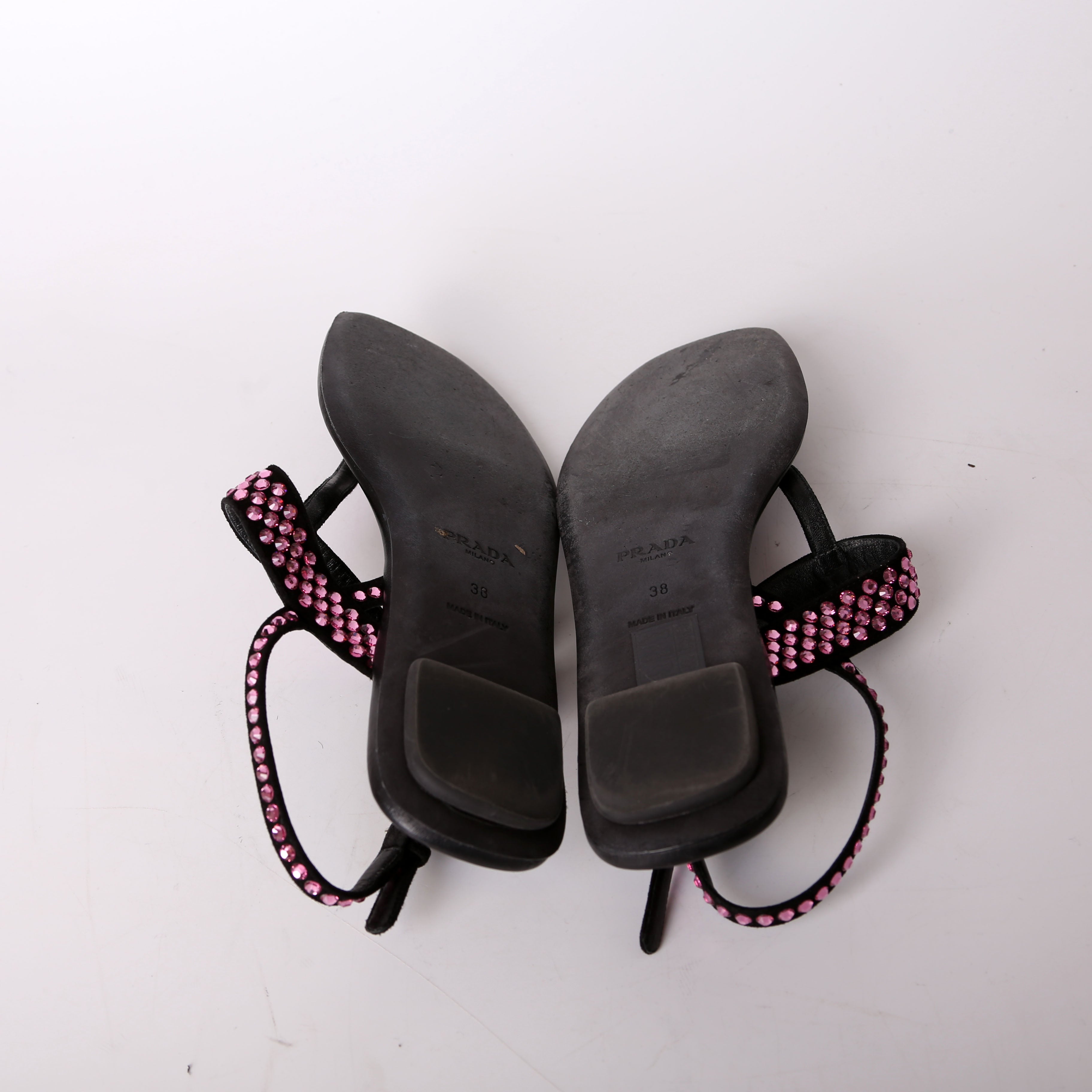 Prada Crystal Embossed Thong Sandals Size 38