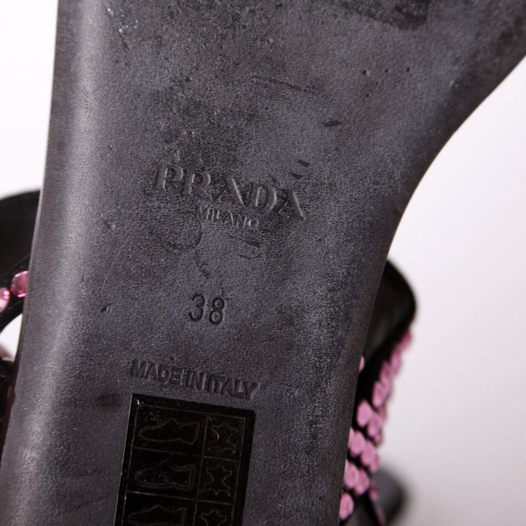 Prada Crystal Embossed Thong Sandals Size 38