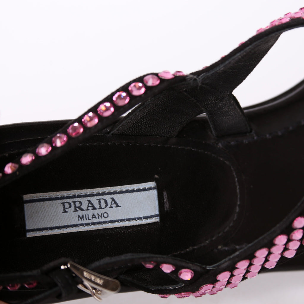 Prada Crystal Embossed Thong Sandals Size 38