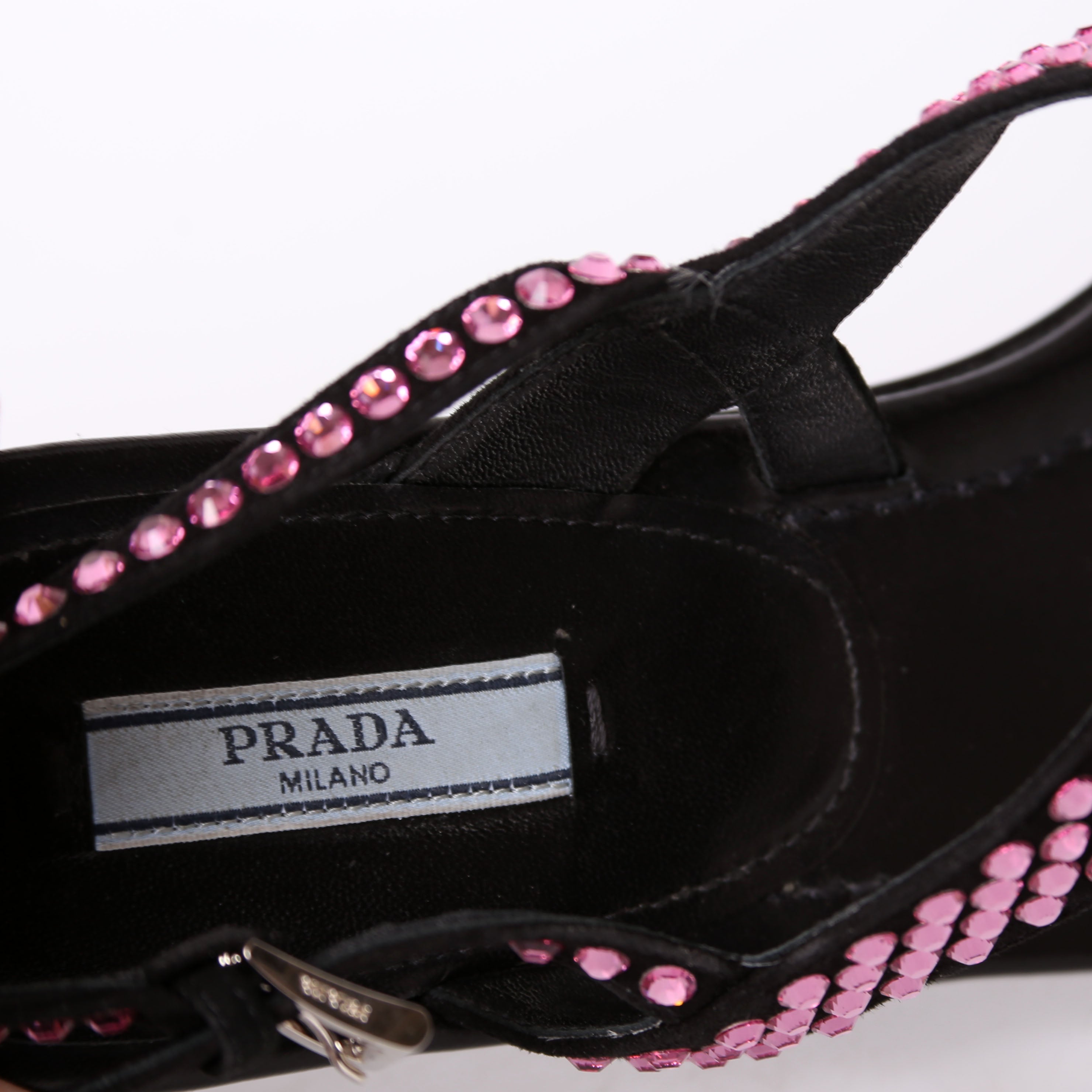 Prada Crystal Embossed Thong Sandals Size 38