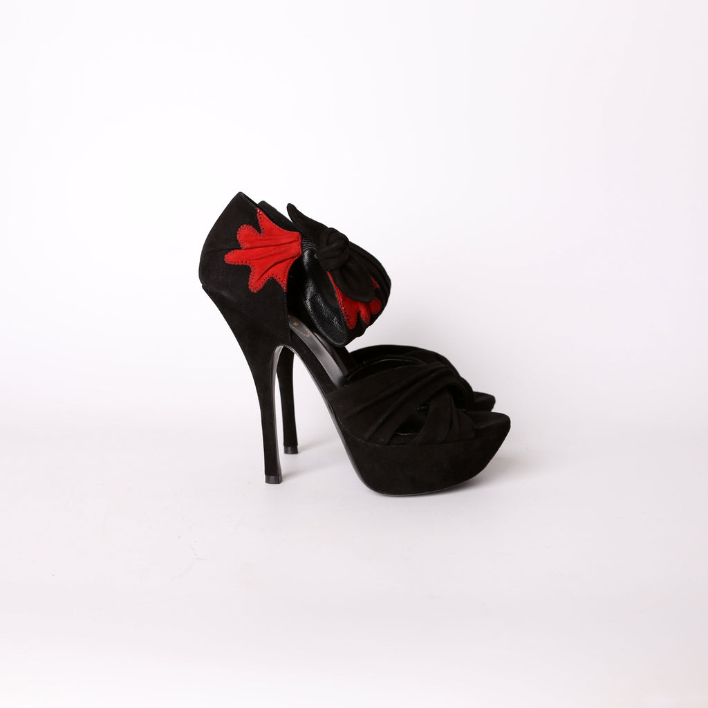 SAINT LAURENT Suede Platform Pumps Size 37