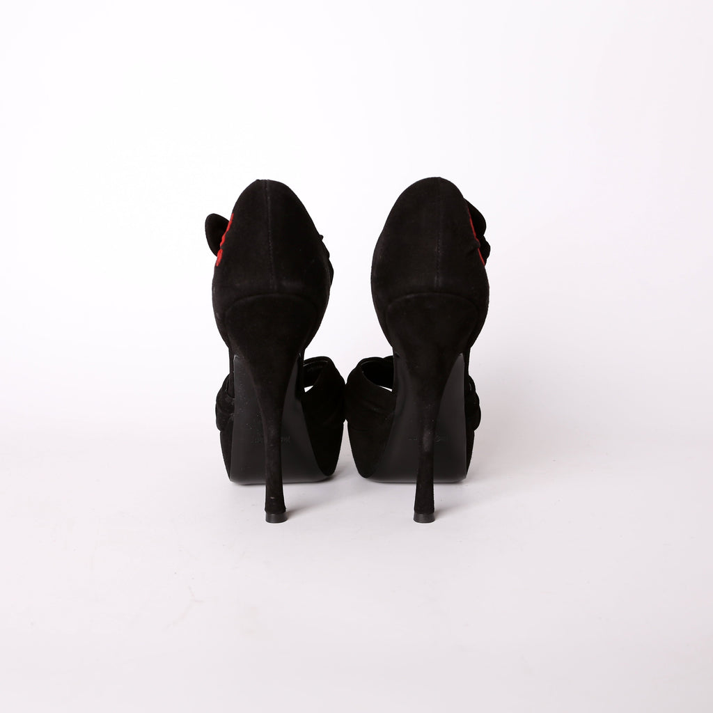 SAINT LAURENT Suede Platform Pumps Size 37