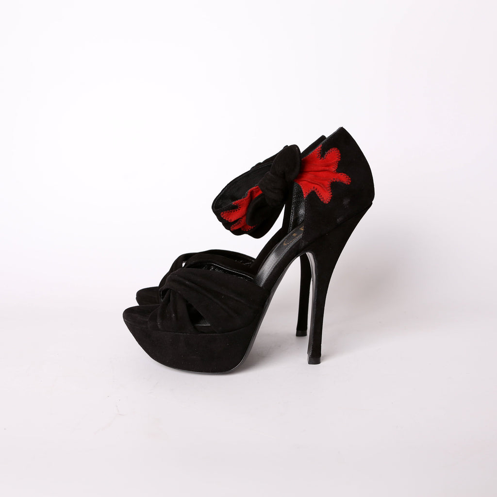SAINT LAURENT Suede Platform Pumps Size 37