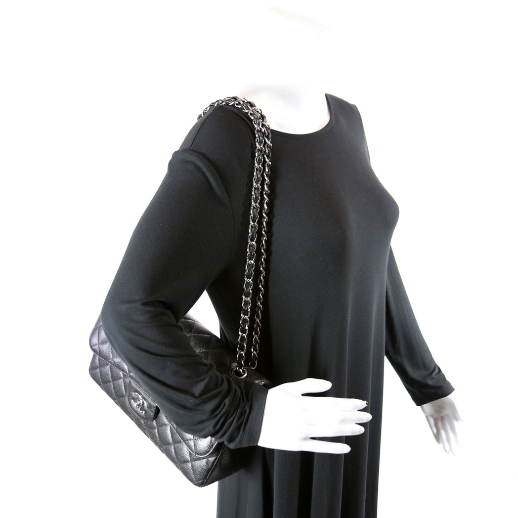 Classic Flap Jumbo Caviar RFID Black