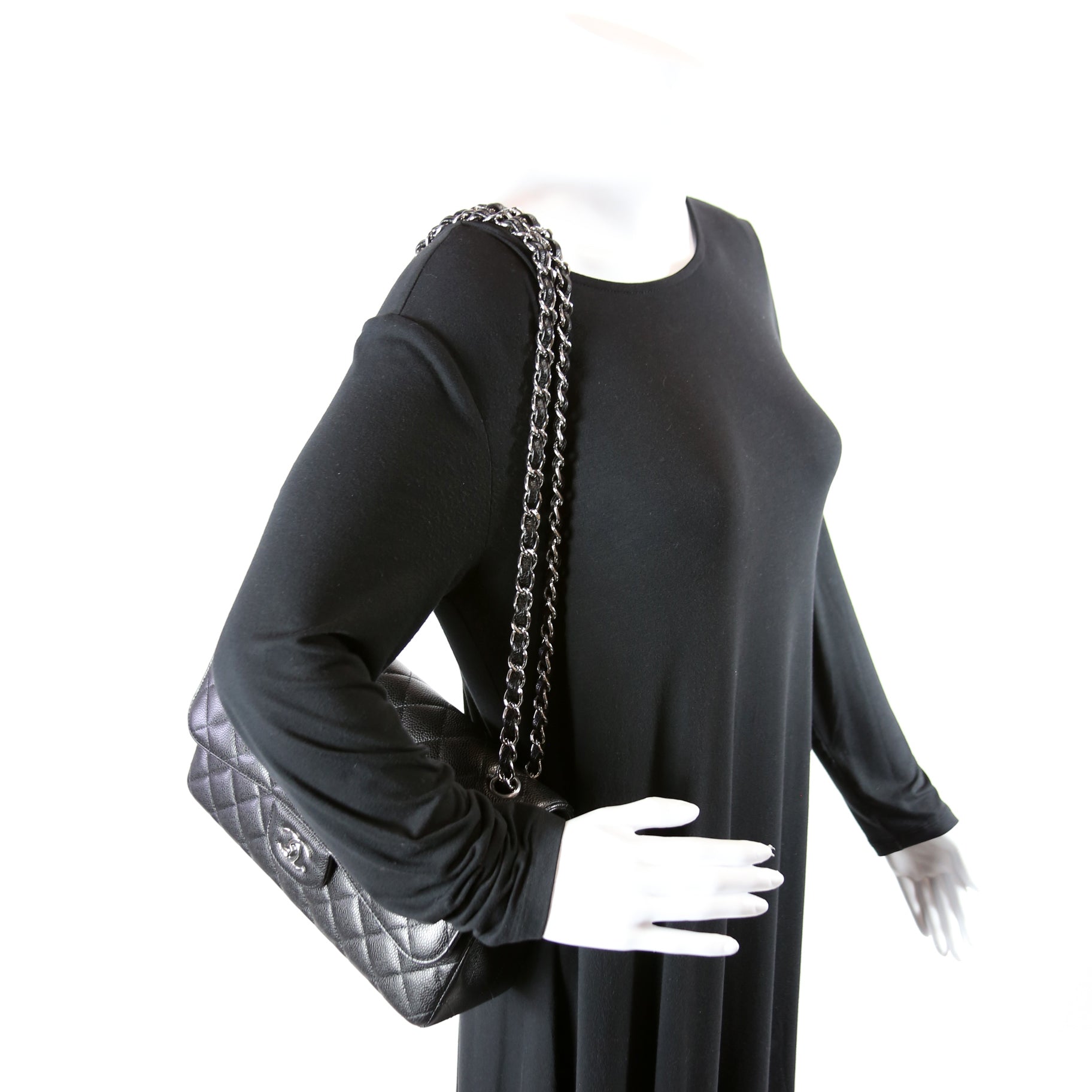Classic Flap Jumbo Caviar RFID Black