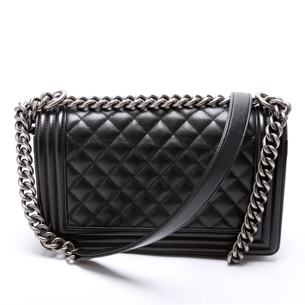 Boy Flap Medium Old Caviar RFID Black