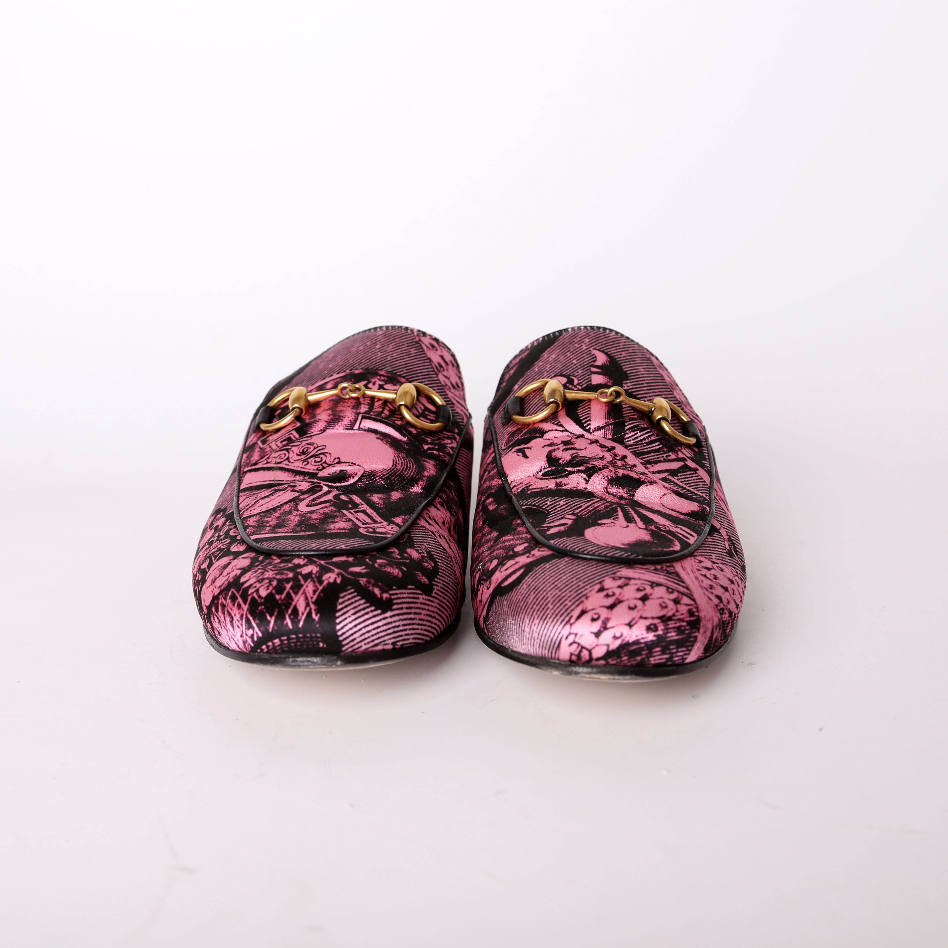 Gucci Princetown Printed Silk Mules Size 36