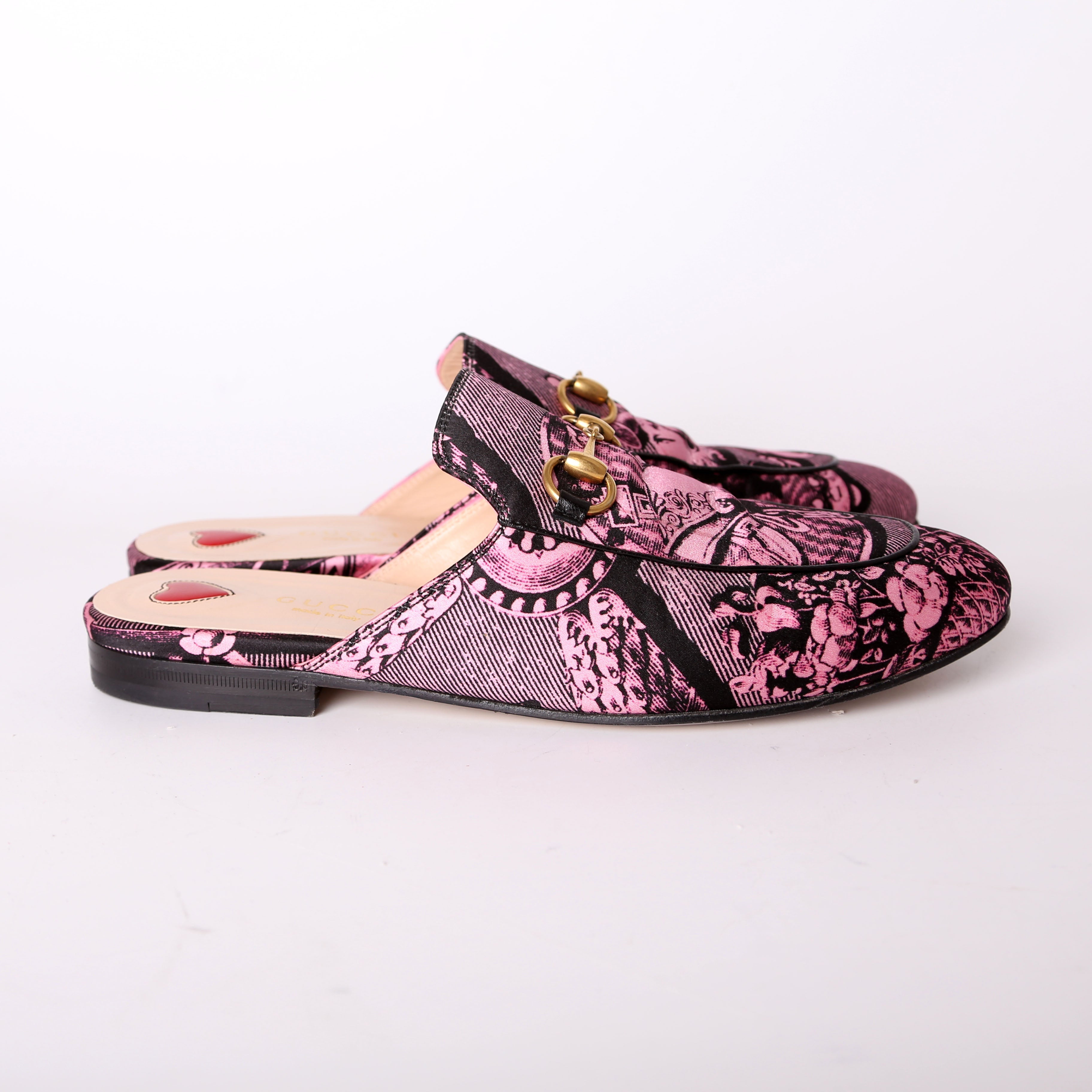 Gucci Princetown Printed Silk Mules Size 36