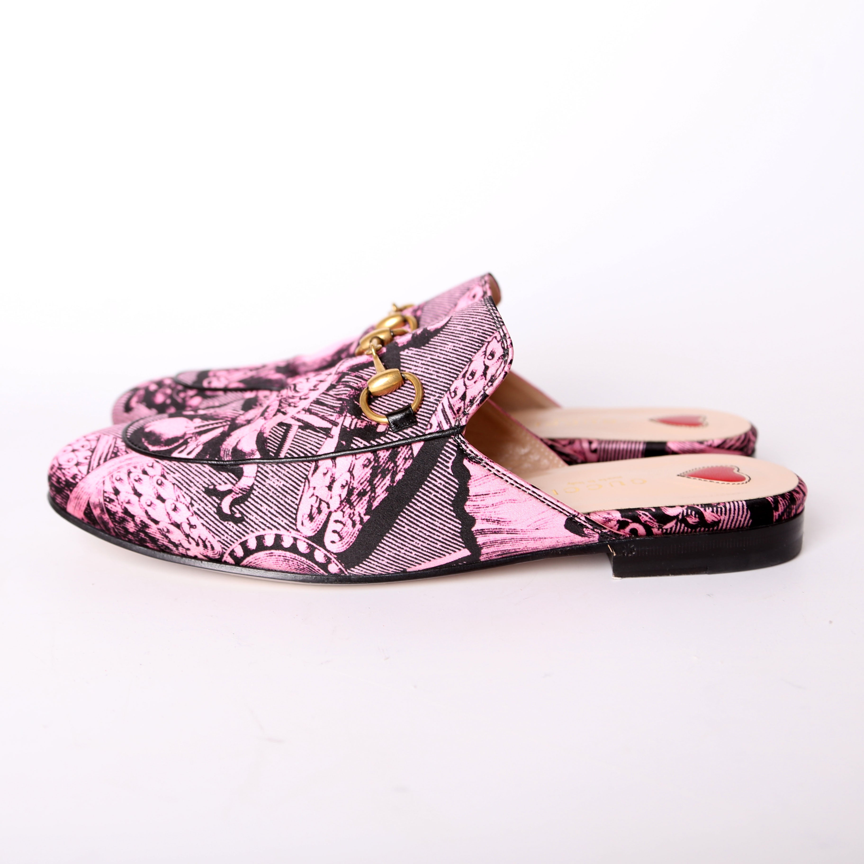 Gucci Princetown Printed Silk Mules Size 36