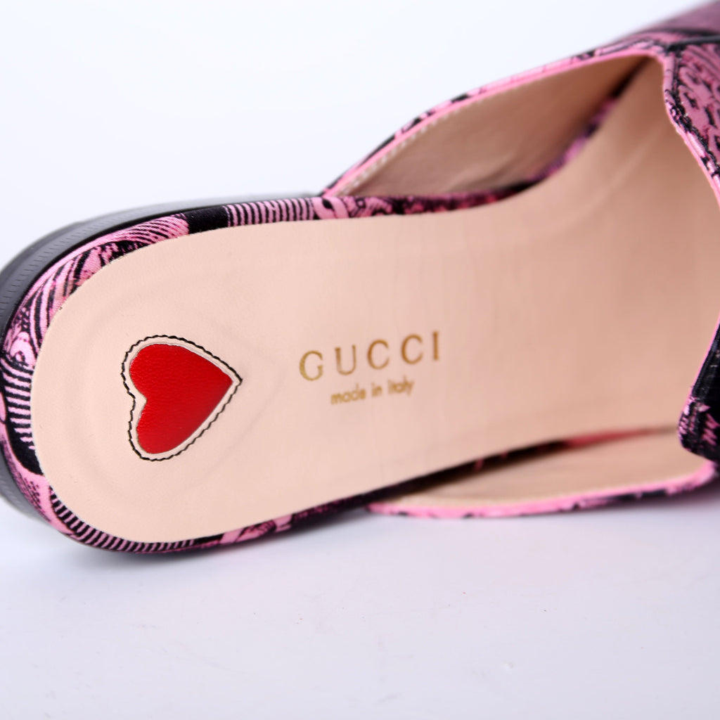 Gucci Princetown Printed Silk Mules Size 36