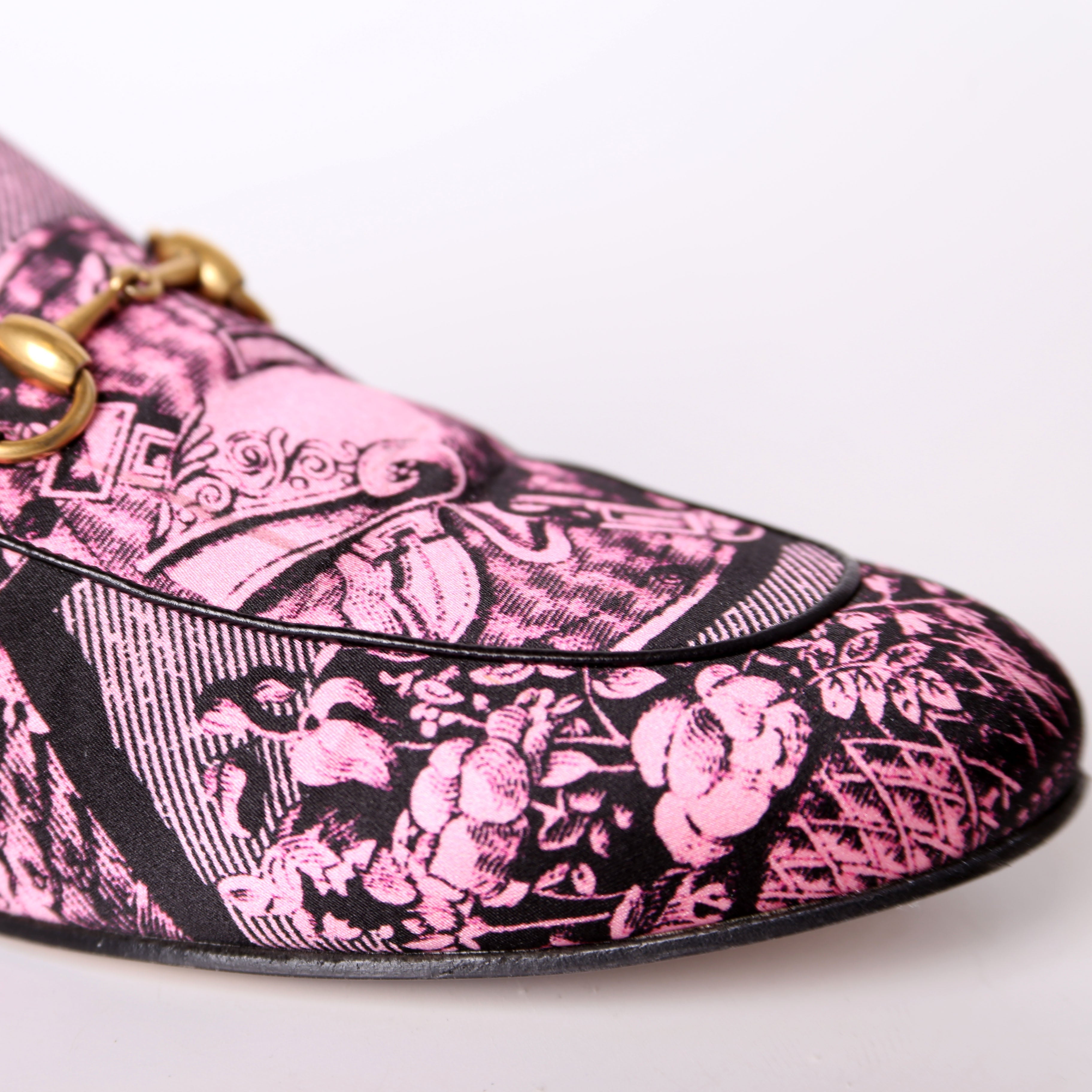 Gucci Princetown Printed Silk Mules Size 36