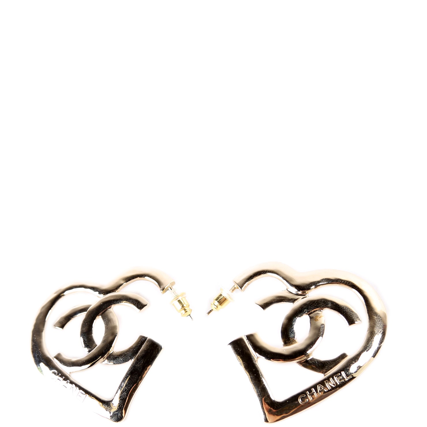 CC Logo Heart Hoop Earrings Gold