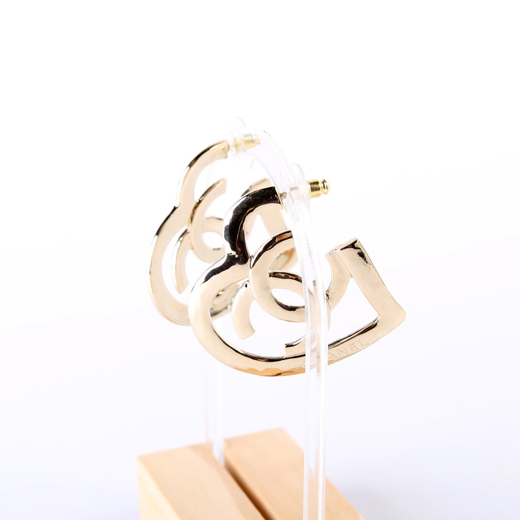 CC Logo Heart Hoop Earrings Gold
