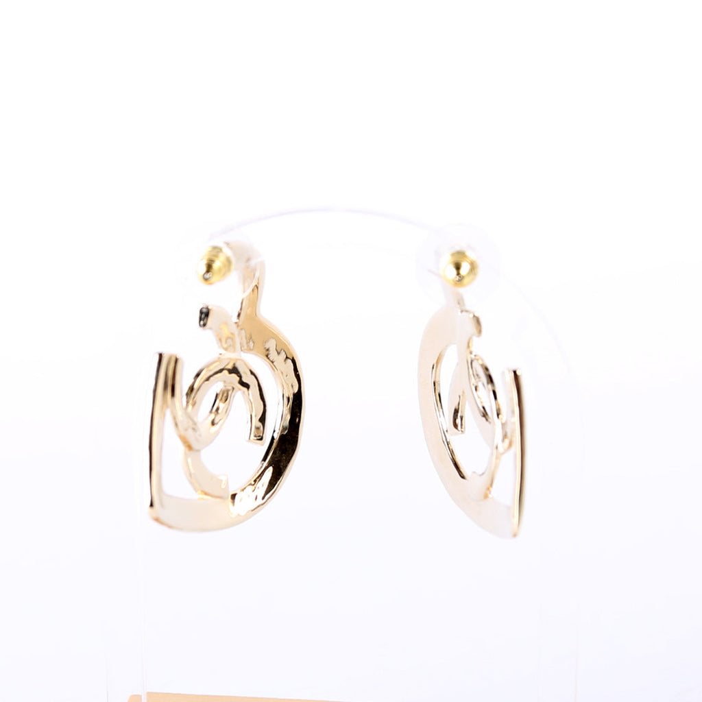 CC Logo Heart Hoop Earrings Gold