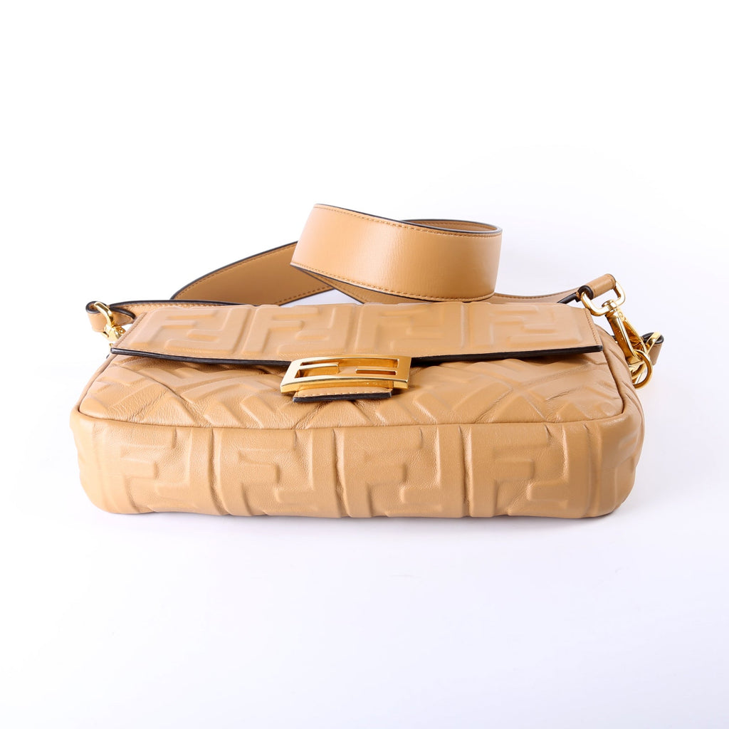 Baguette FF Embossed Nappa Brown