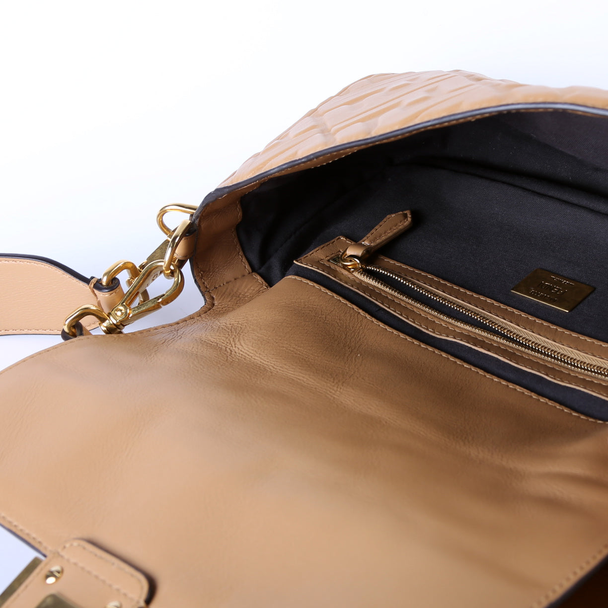 Baguette FF Embossed Nappa Brown