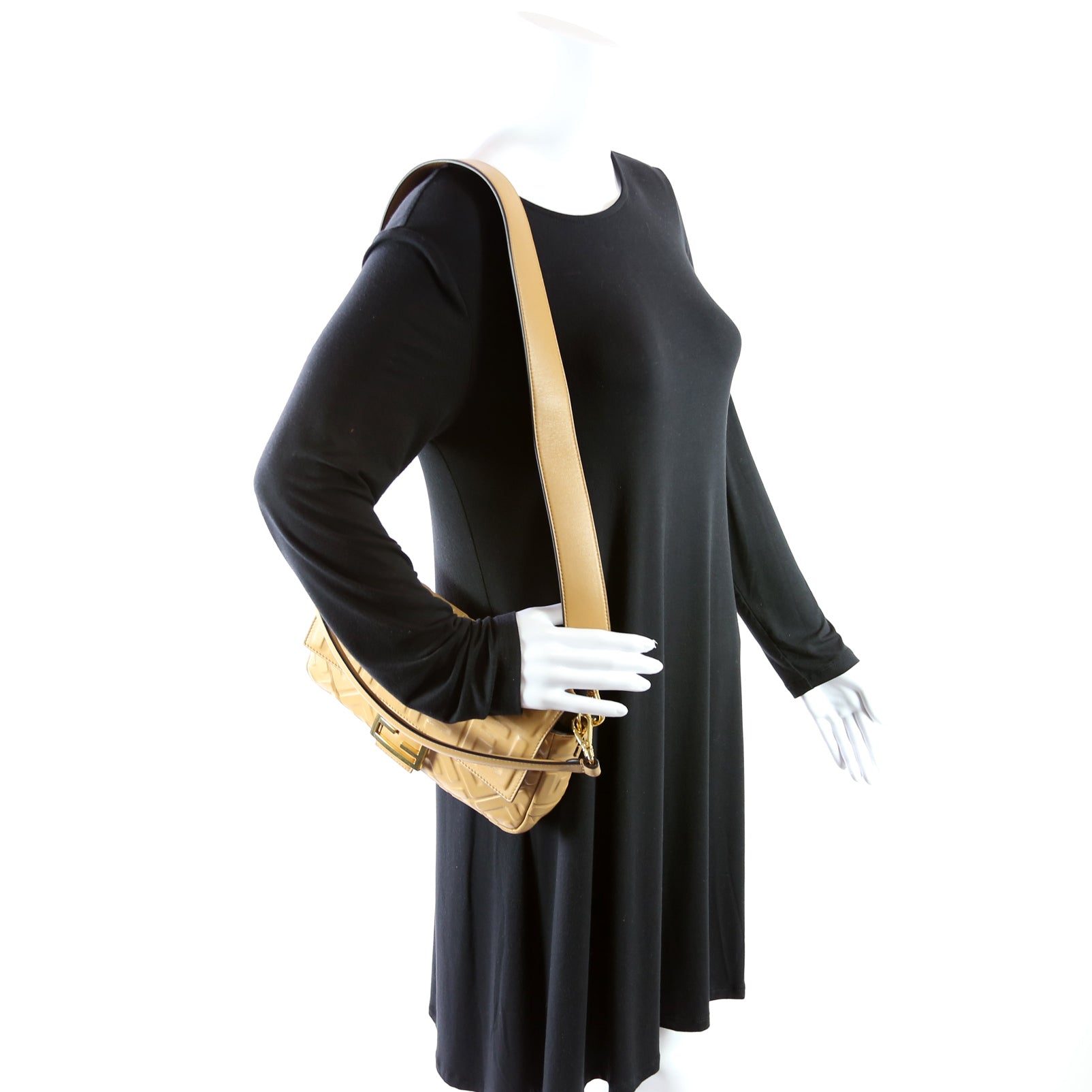 Baguette FF Embossed Nappa Brown
