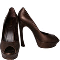 SAINT LAURENT Platform Open-Toe Pumps Size 40