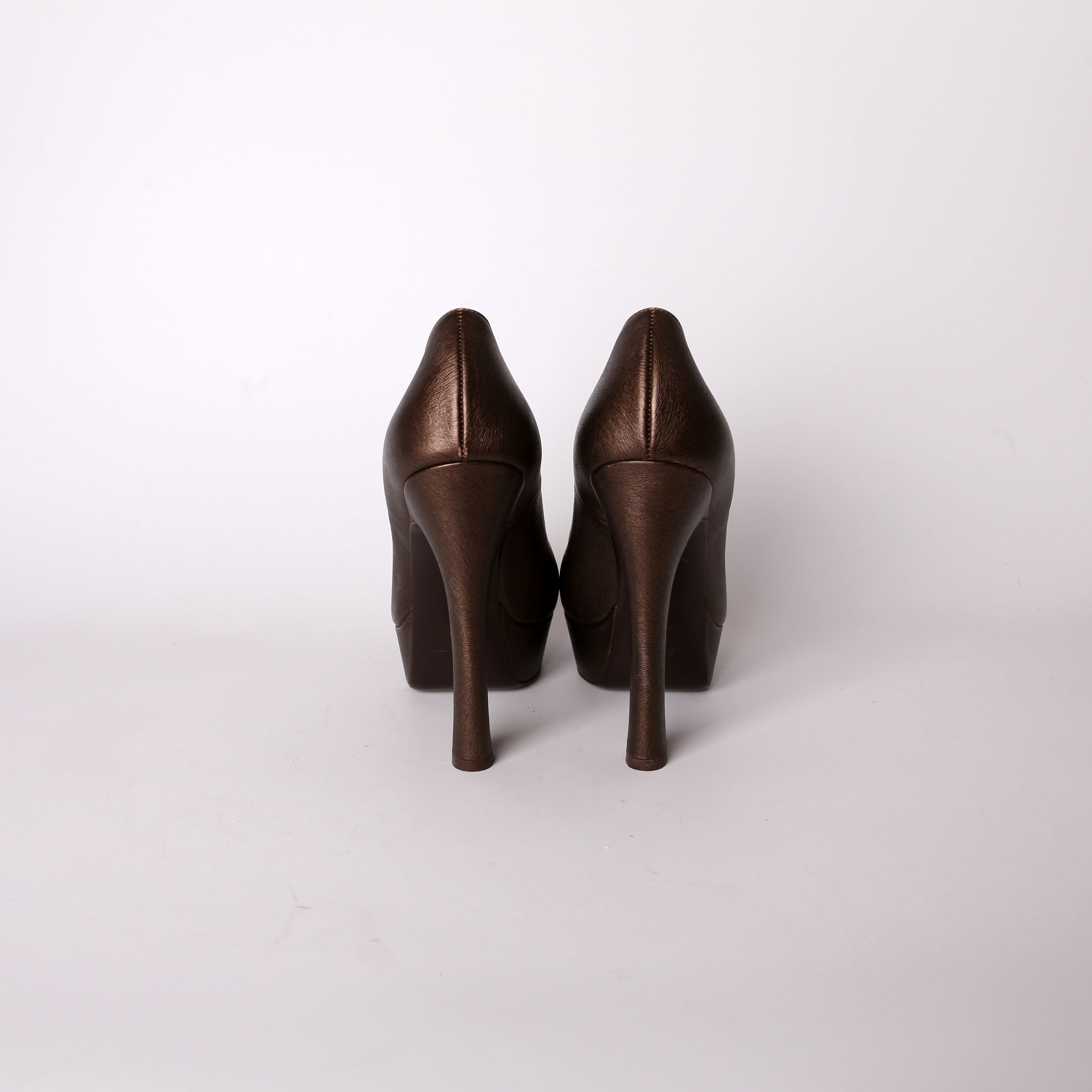 SAINT LAURENT Platform Open-Toe Pumps Size 40