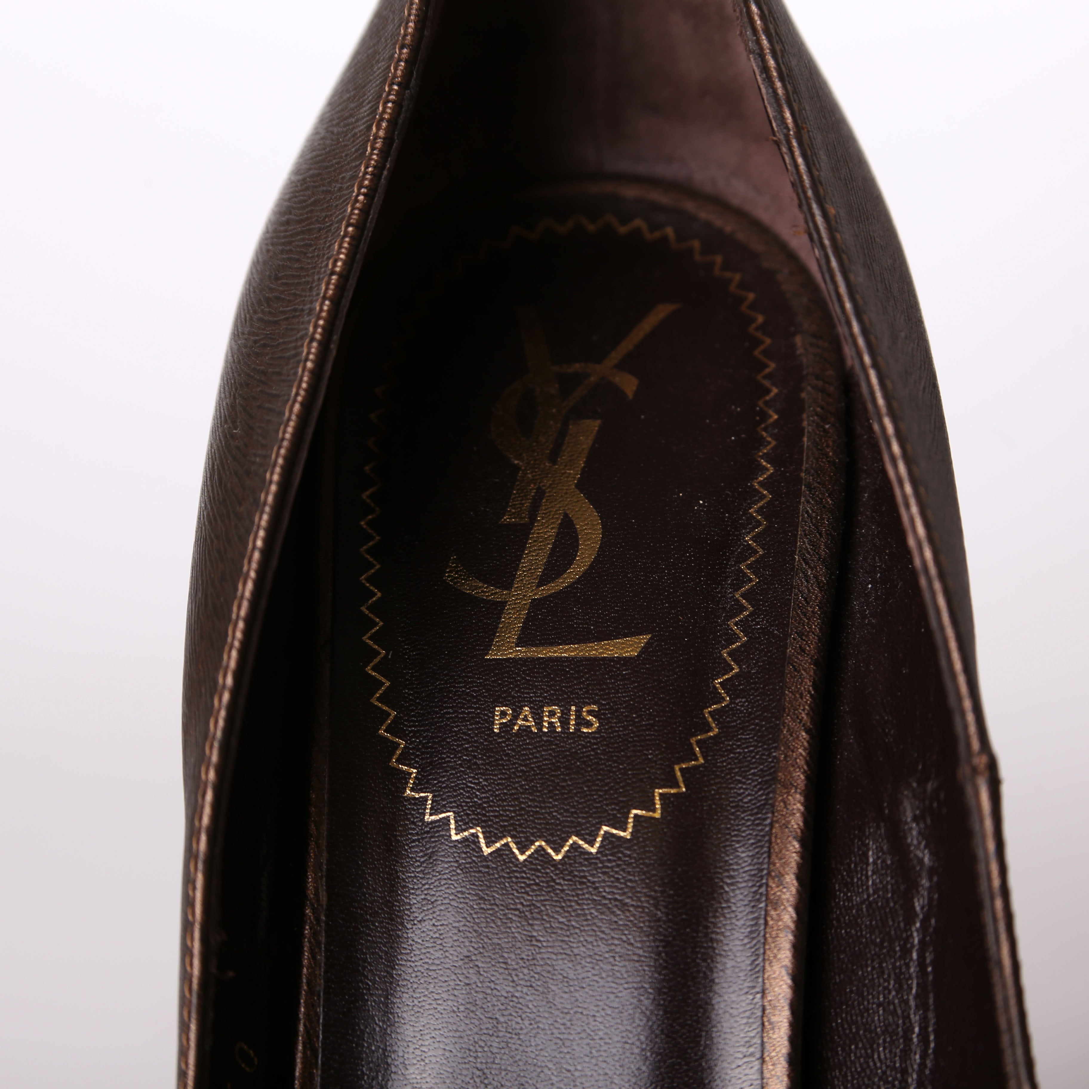 SAINT LAURENT Platform Open-Toe Pumps Size 40