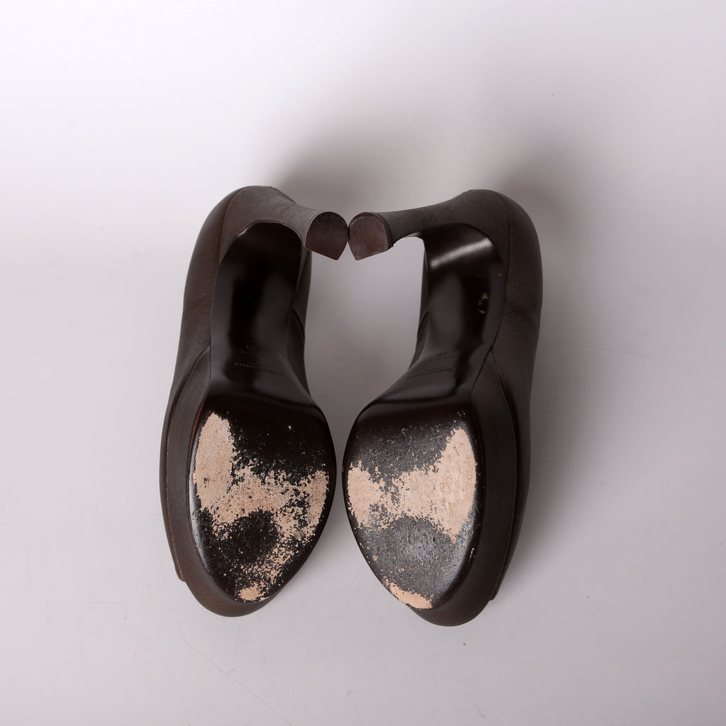 SAINT LAURENT Platform Open-Toe Pumps Size 40