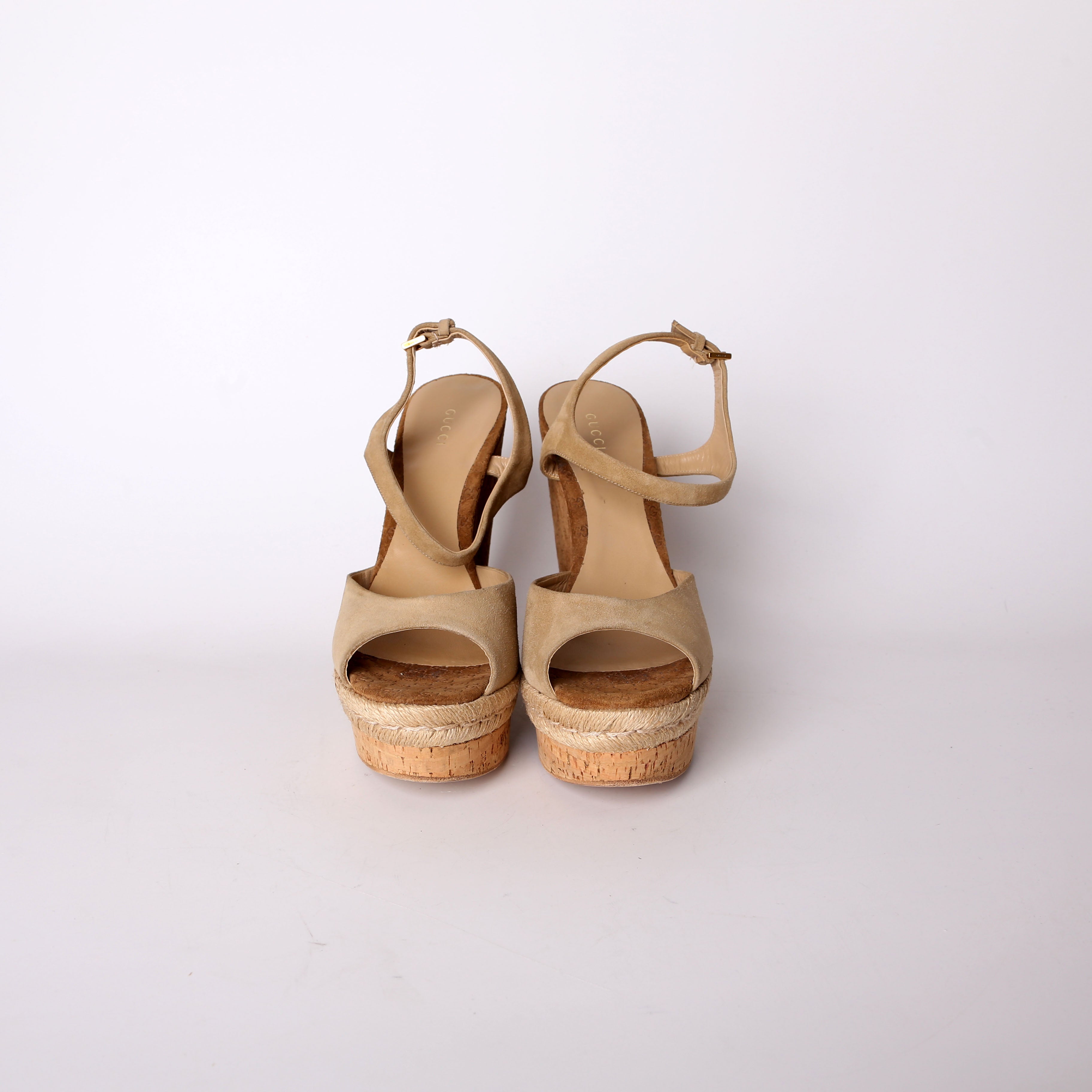 Gucci GG Suede Espadrille Wedges Size 42