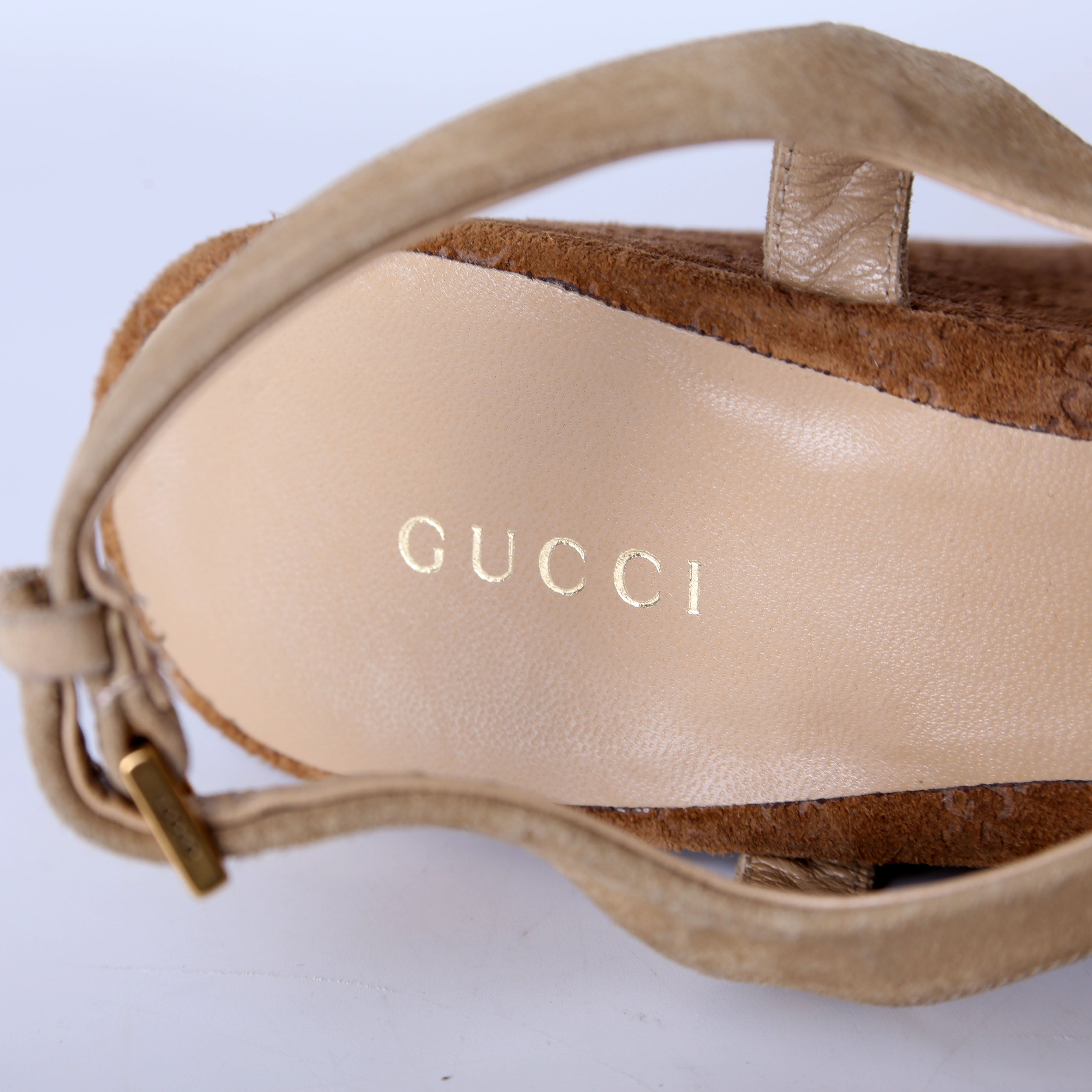 Gucci GG Suede Espadrille Wedges Size 42