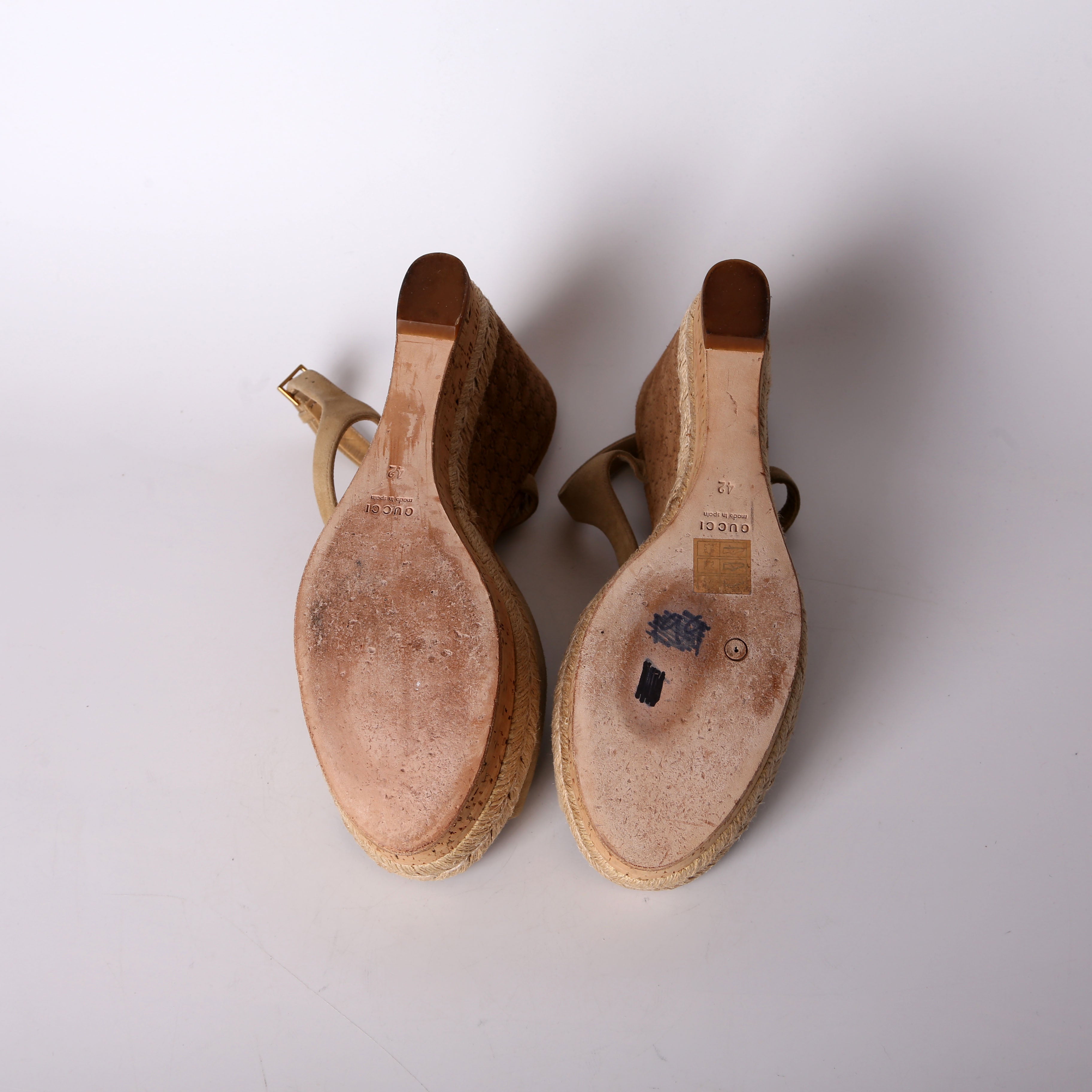 Gucci GG Suede Espadrille Wedges Size 42