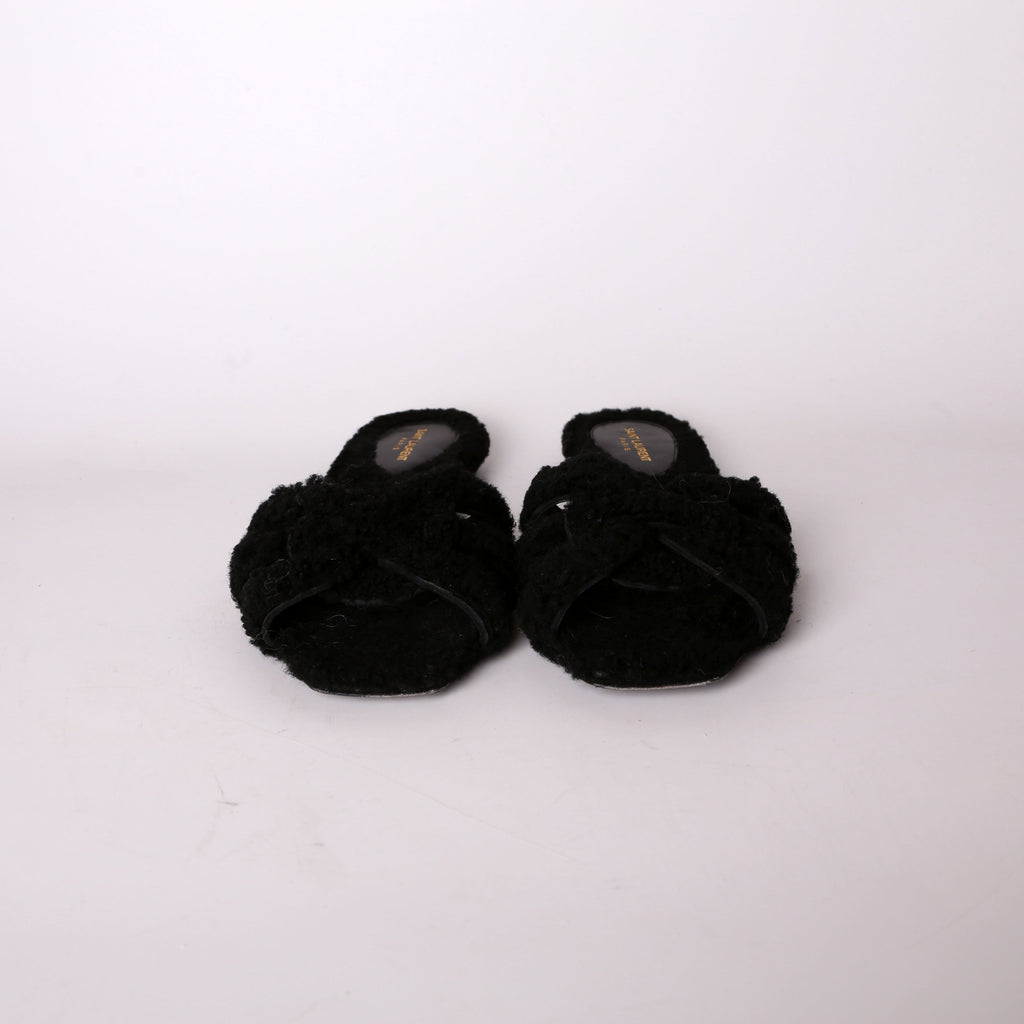 SAINT LAURENT Henry Shearling Tribute Flats Size 38