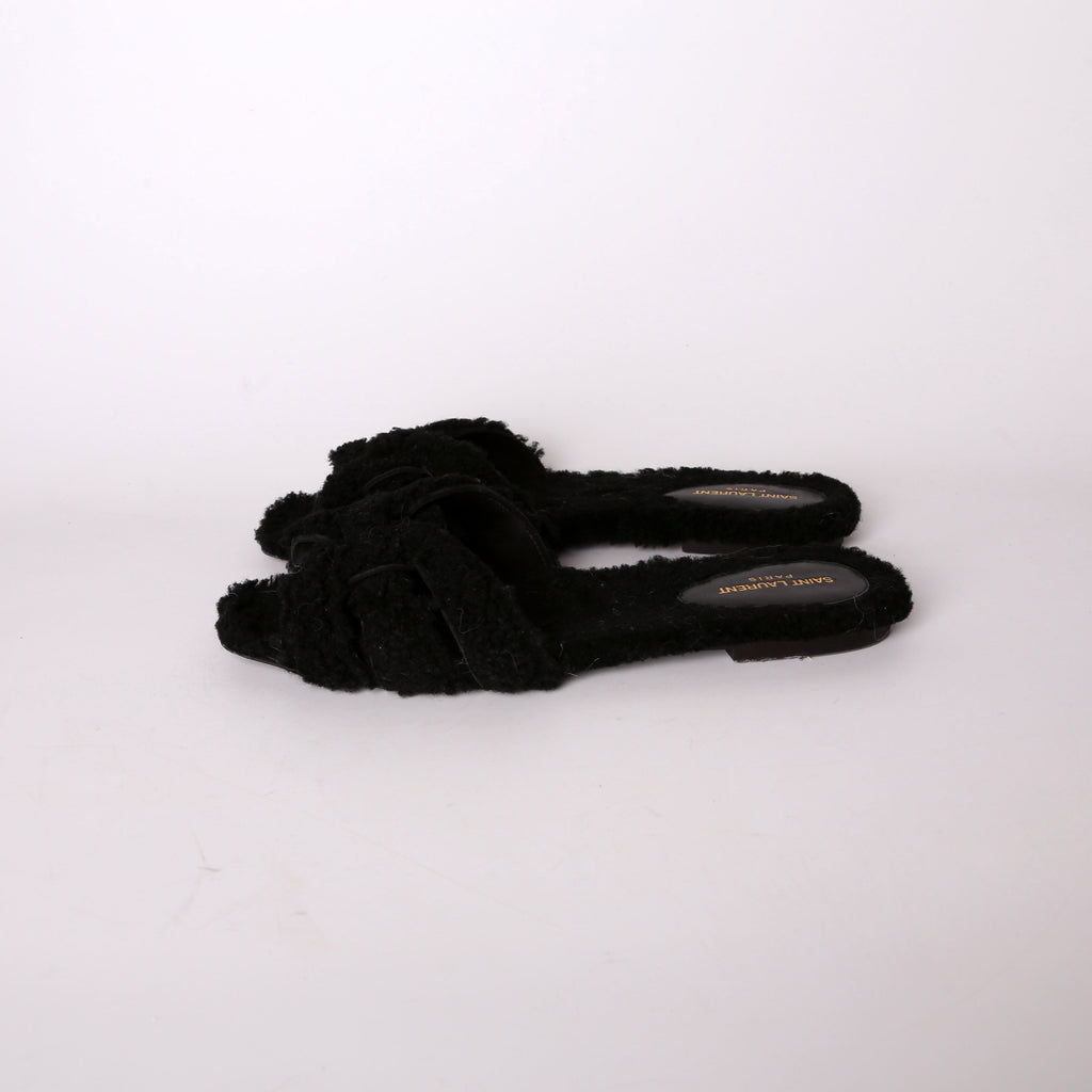 SAINT LAURENT Henry Shearling Tribute Flats Size 38