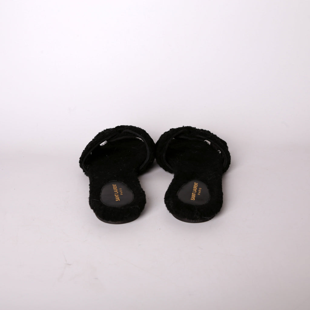 SAINT LAURENT Henry Shearling Tribute Flats Size 38